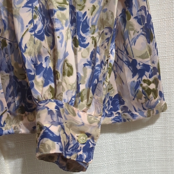Vintage NICOLA Floral Blouse Women's 14 Pleated Front Buttons Lightweight - Picture 6 of 11